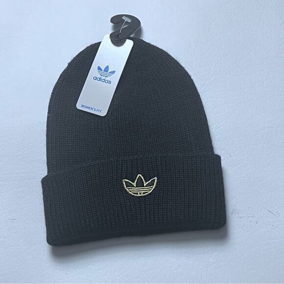 Adidas  Women's Black & Gold Metallic  Cold Weather Beanie Style Hat NWT - Picture 1 of 8